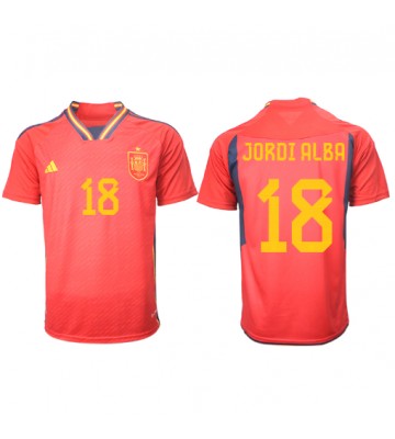 Spanien Jordi Alba #18 Hjemmebanetrøje VM 2022 Kort ærmer